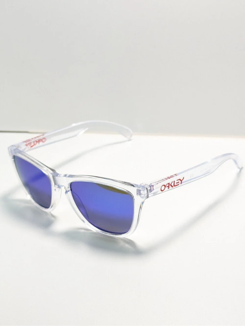 Oakley Frogskins OO9013-A5 Blue Mirrored Clear Square Men’s Sunglasses 55-17-133